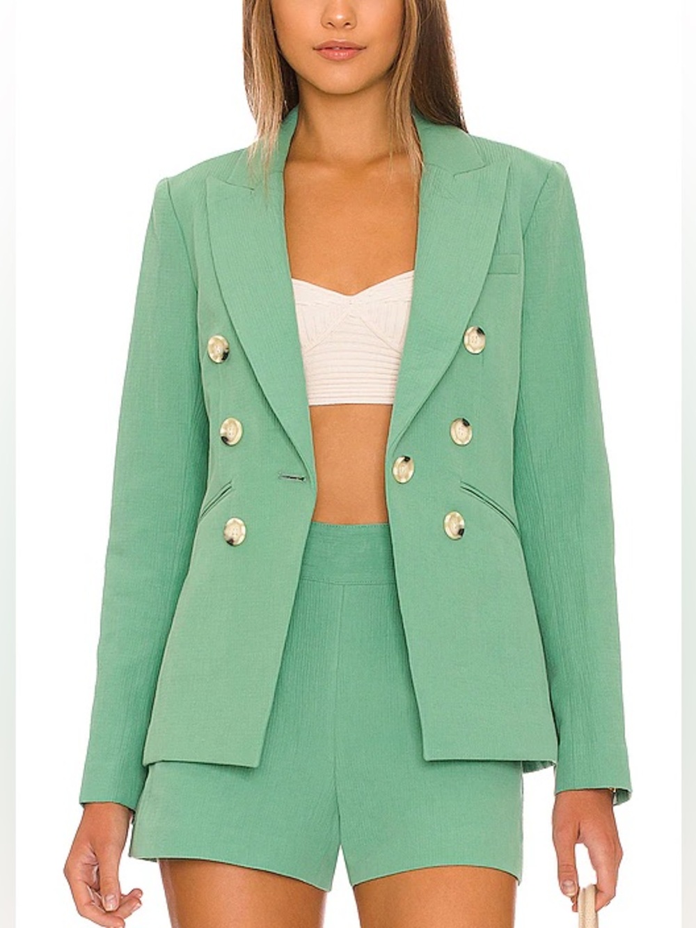 Veronica Beard Emsley Linen Blend Green Dickey Jacket Blazer Size 2